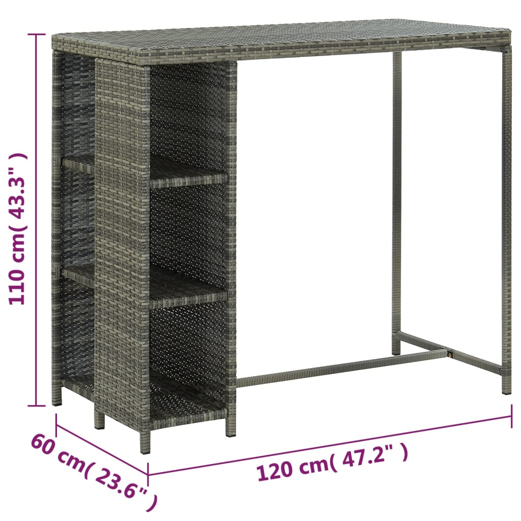 5-delige Tuinbarset met kussens poly rattan grijs is nu te koop bij PeponiXL, paradijselijk wonen!