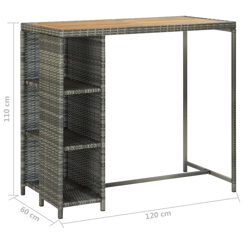 5-delige Tuinbarset met kussens poly rattan grijs is nu te koop bij PeponiXL, paradijselijk wonen!