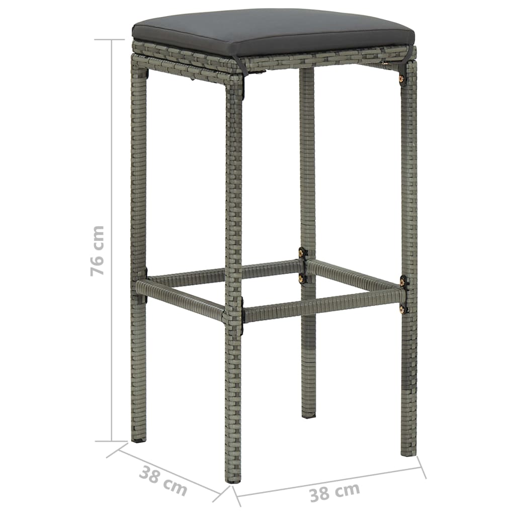 5-delige Tuinbarset met kussens poly rattan grijs is nu te koop bij PeponiXL, paradijselijk wonen!