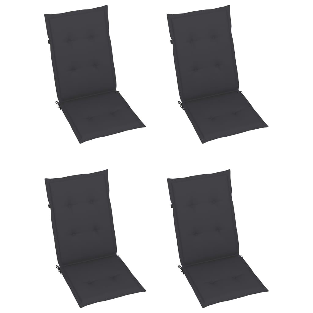 Tuinstoelen 4 st verstelbaar met kussens massief acaciahout is nu te koop bij PeponiXL, paradijselijk wonen!