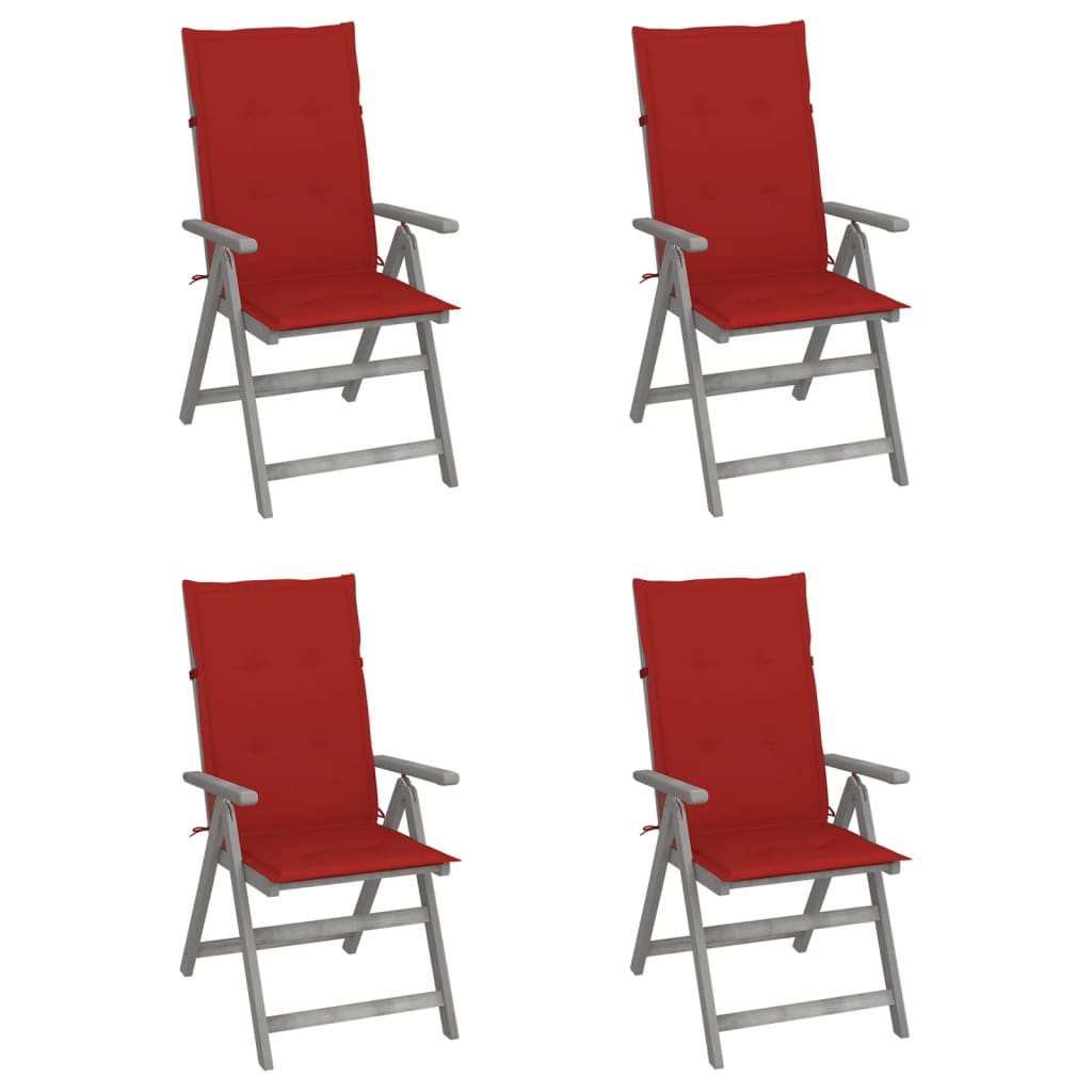 Tuinstoelen 4 st verstelbaar met kussens massief acaciahout is nu te koop bij PeponiXL, paradijselijk wonen!