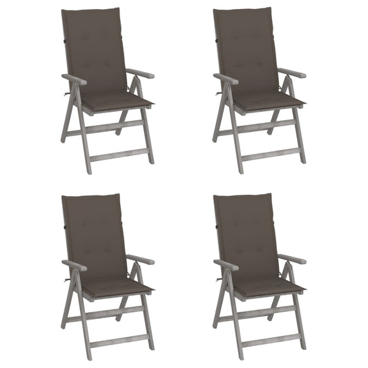 Tuinstoelen 4 st verstelbaar met kussens massief acaciahout is nu te koop bij PeponiXL, paradijselijk wonen!