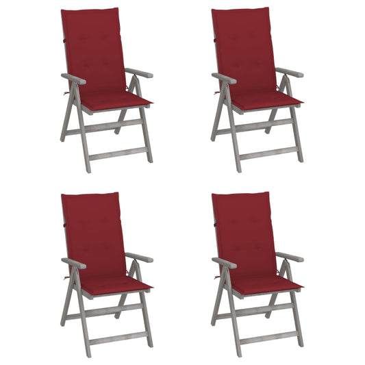 Tuinstoelen 4 st verstelbaar met kussens massief acaciahout is nu te koop bij PeponiXL, paradijselijk wonen!