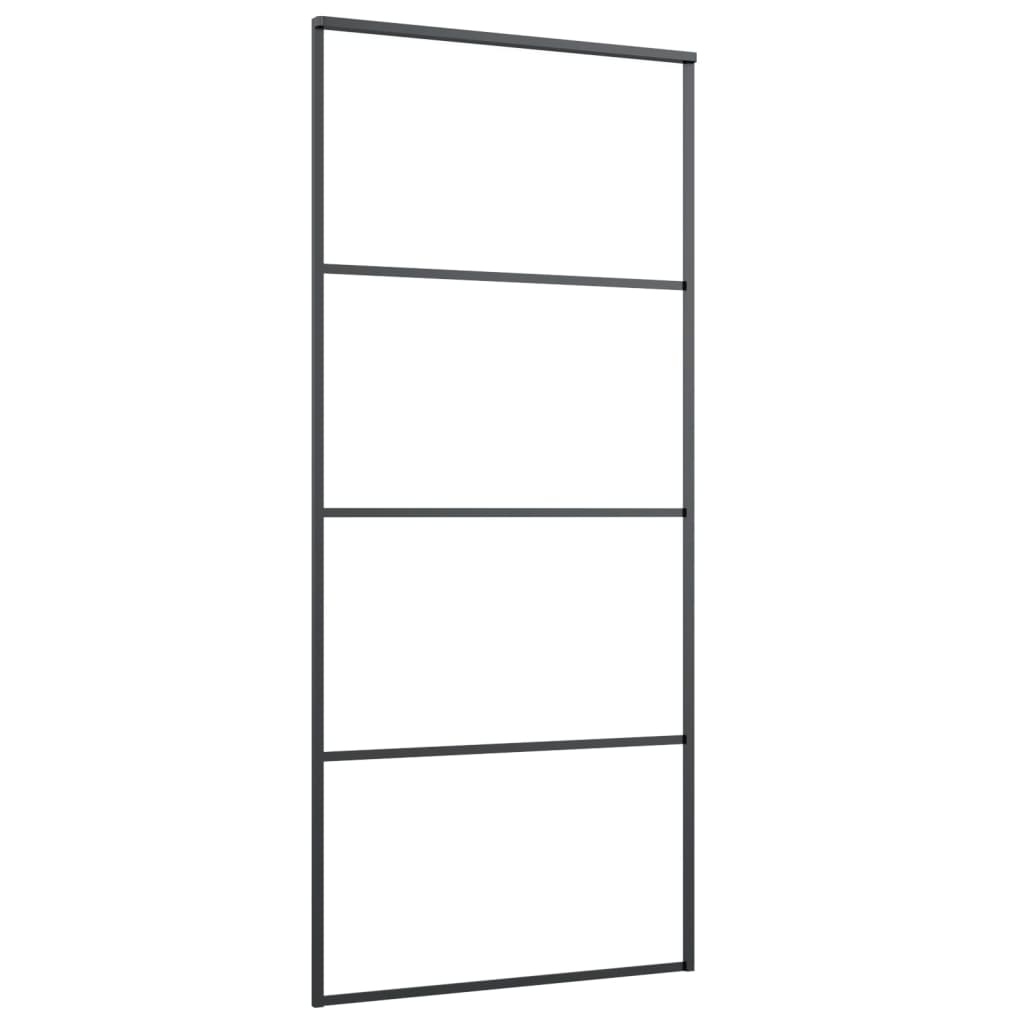 Schuifdeur 90x205 cm aluminium en ESG-glas zwart is nu te koop bij PeponiXL, paradijselijk wonen!
