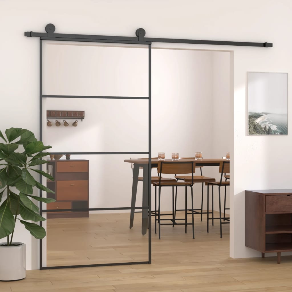 Schuifdeur 102,5x205 cm aluminium en ESG-glas zwart is nu te koop bij PeponiXL, paradijselijk wonen!