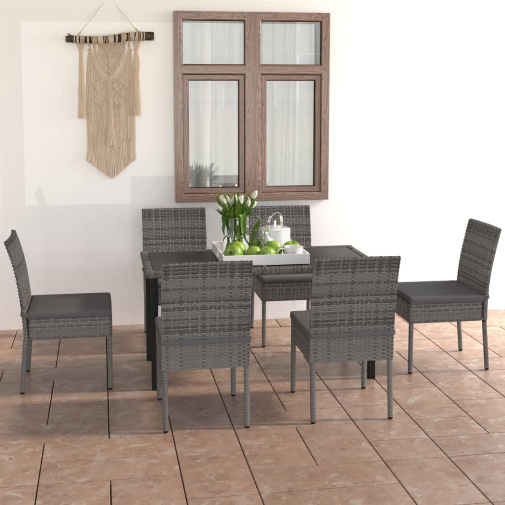 7-delige Tuinset poly rattan grijs is nu te koop bij PeponiXL, paradijselijk wonen!