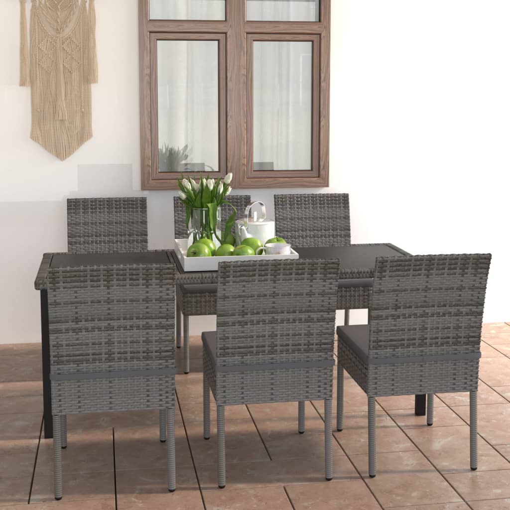 7-delige Tuinset poly rattan grijs is nu te koop bij PeponiXL, paradijselijk wonen!