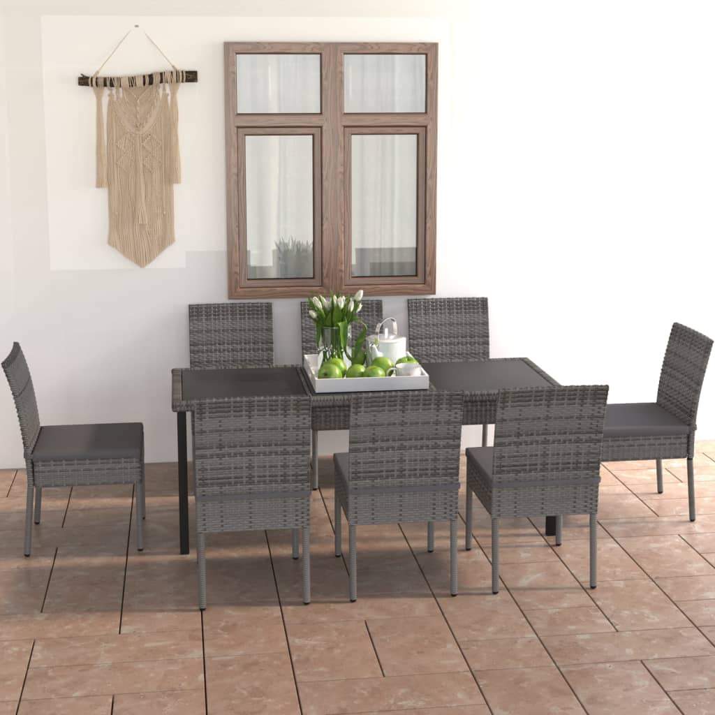 9-delige Tuinset poly rattan grijs is nu te koop bij PeponiXL, paradijselijk wonen!
