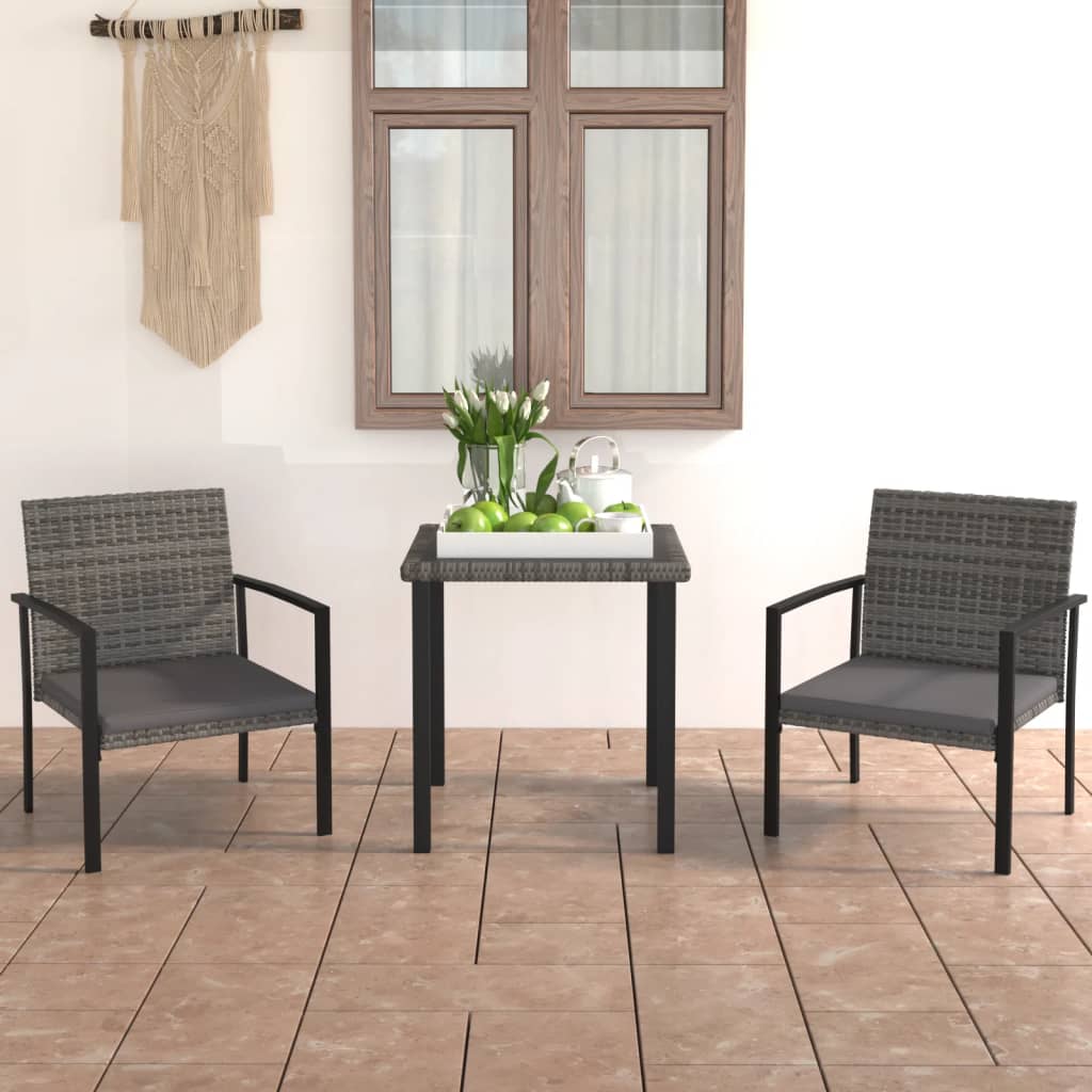 3-delige Tuinset poly rattan grijs is nu te koop bij PeponiXL, paradijselijk wonen!