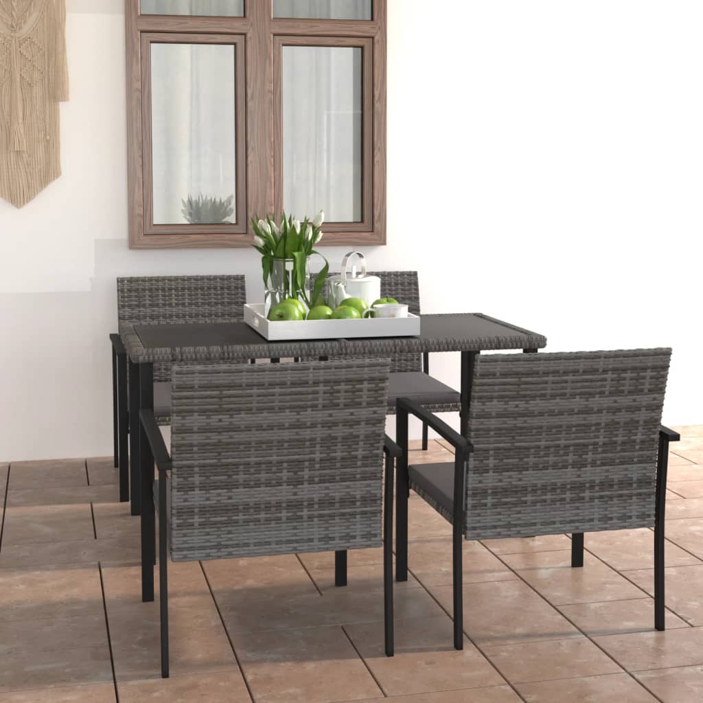 5-delige Tuinset poly rattan grijs is nu te koop bij PeponiXL, paradijselijk wonen!