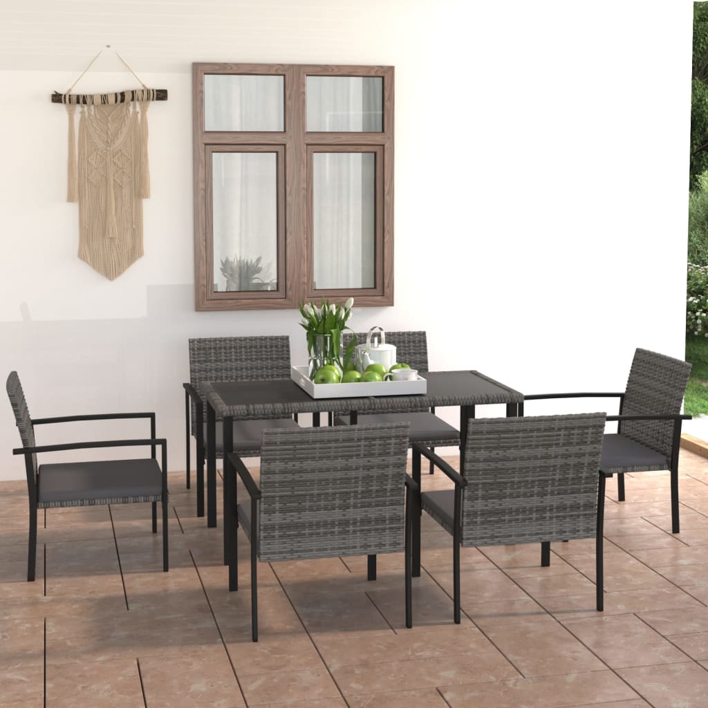 7-delige Tuinset poly rattan grijs is nu te koop bij PeponiXL, paradijselijk wonen!