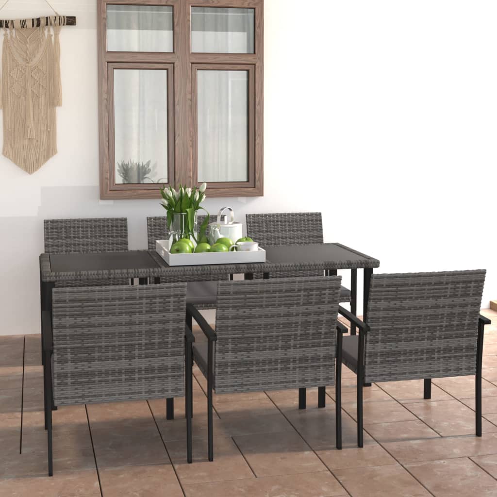 7-delige Tuinset poly rattan grijs is nu te koop bij PeponiXL, paradijselijk wonen!