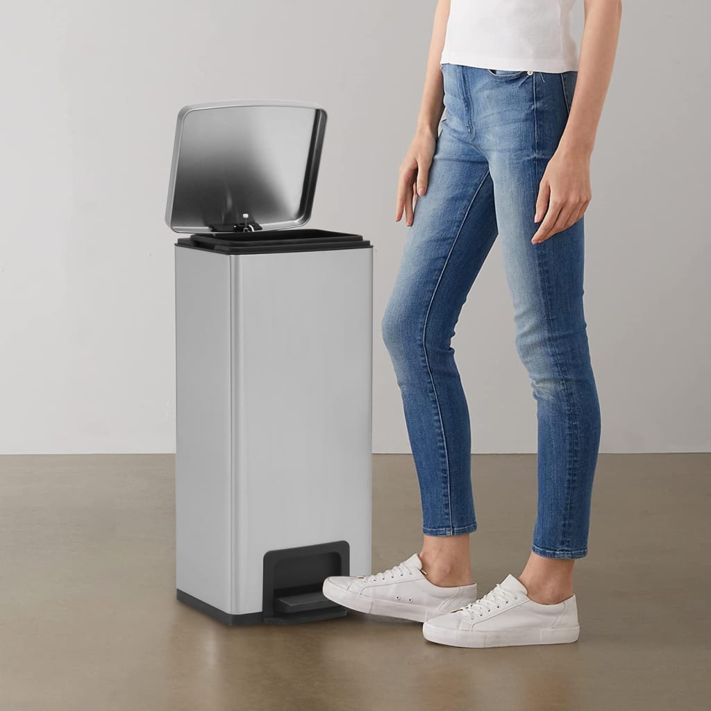 Pedaalemmer met anti-vingerafdruk 30 L RVS zilverkleurig is nu te koop bij PeponiXL, paradijselijk wonen!