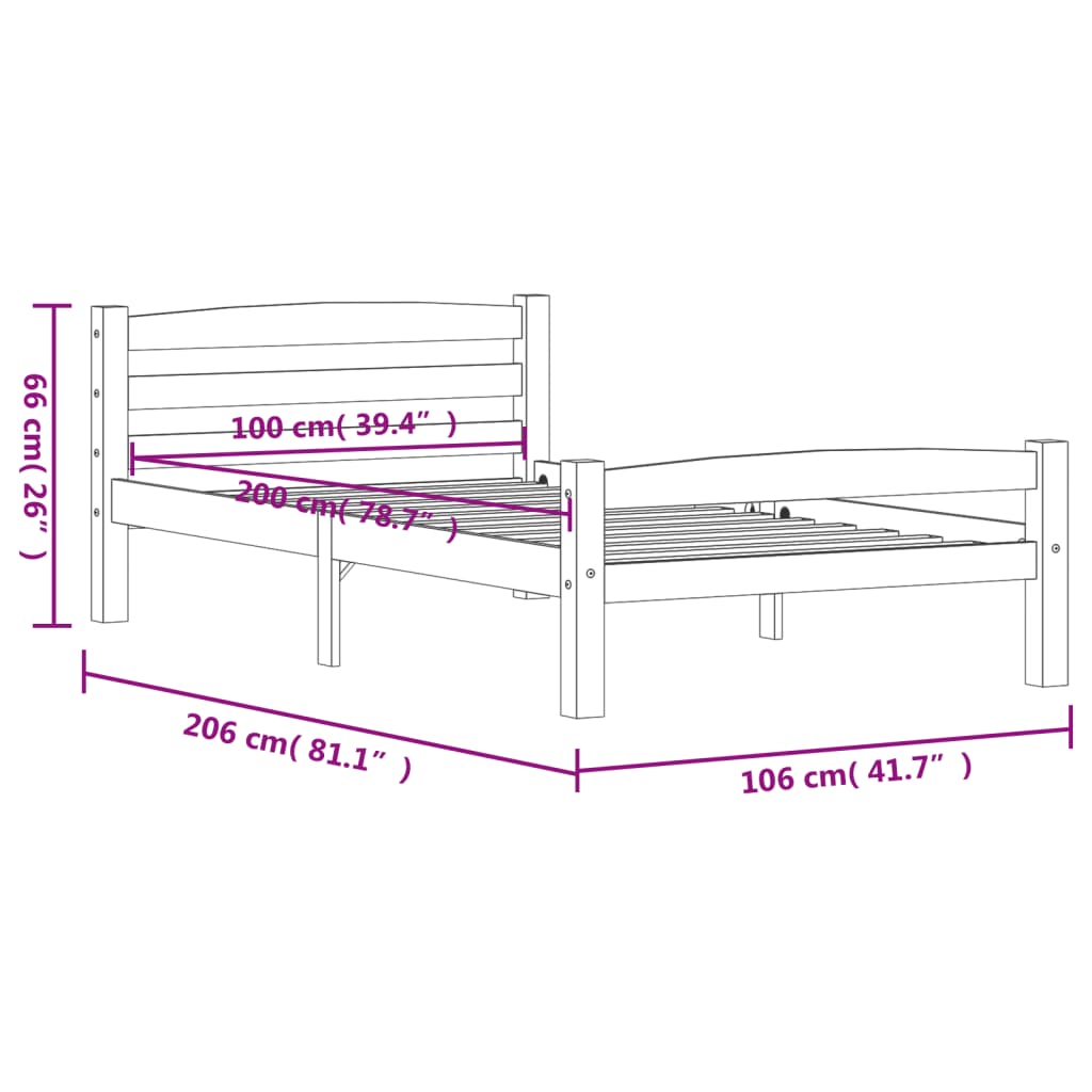 Bedframe massief grenenhout 90x200 cm is nu te koop bij PeponiXL, paradijselijk wonen!