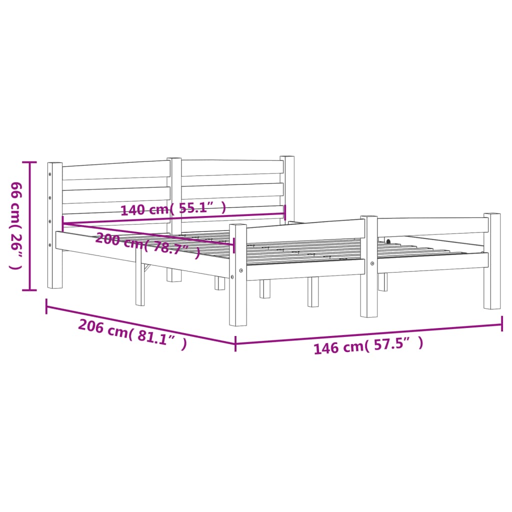 Bedframe massief grenenhout 140x200 cm is nu te koop bij PeponiXL, paradijselijk wonen!