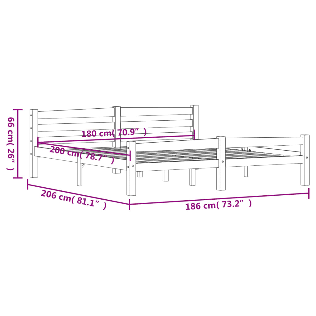 Bedframe massief grenenhout 180x200 cm is nu te koop bij PeponiXL, paradijselijk wonen!
