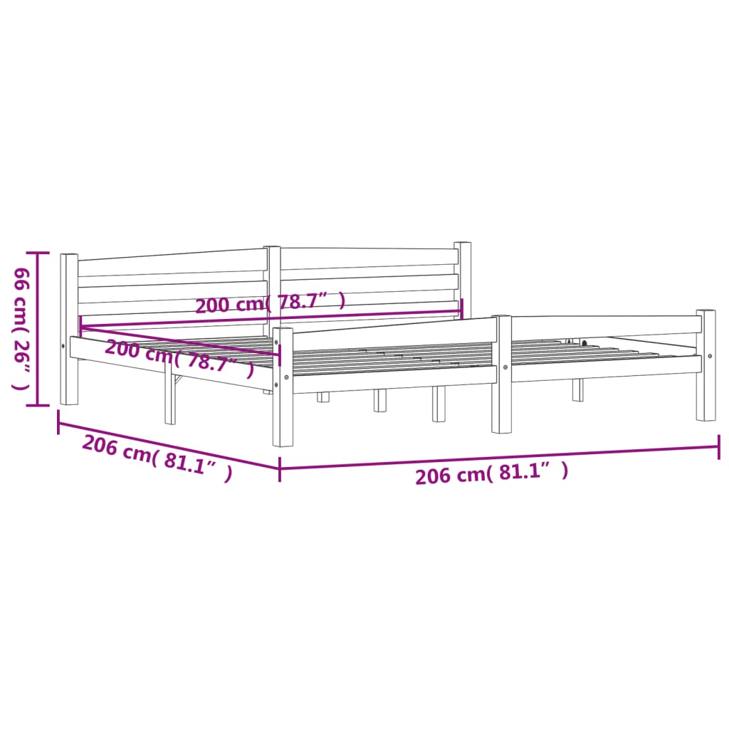 Bedframe massief grenenhout 200x200 cm is nu te koop bij PeponiXL, paradijselijk wonen!