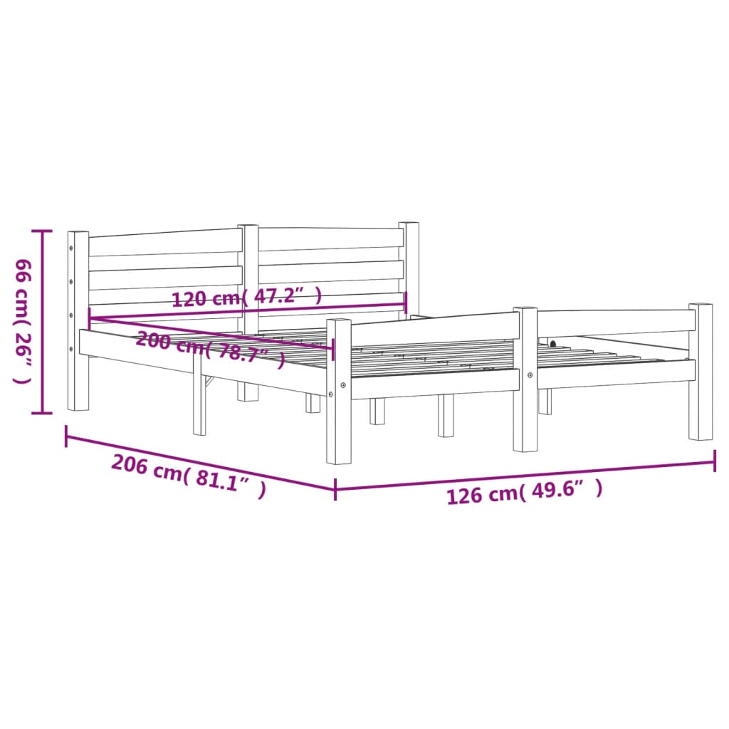 Bedframe massief grenenhout wit 120x200 cm is nu te koop bij PeponiXL, paradijselijk wonen!