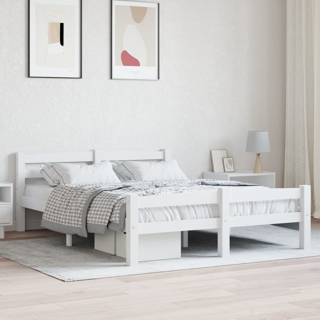 Bedframe massief grenenhout wit 140x200 cm is nu te koop bij PeponiXL, paradijselijk wonen!
