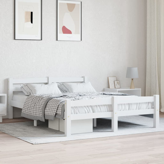 Bedframe massief grenenhout wit 140x200 cm is nu te koop bij PeponiXL, paradijselijk wonen!