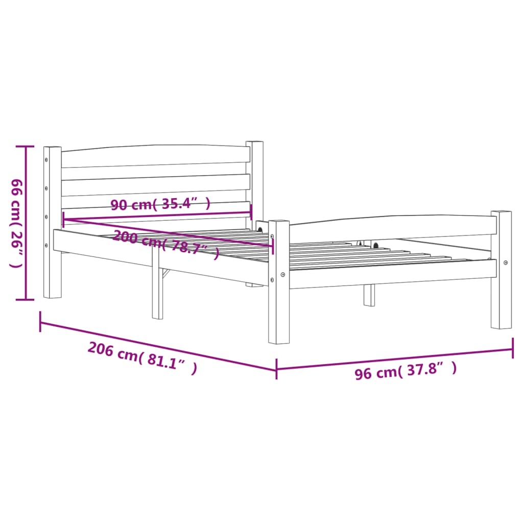Bedframe massief grenenhout honingbruin 90x200 cm is nu te koop bij PeponiXL, paradijselijk wonen!