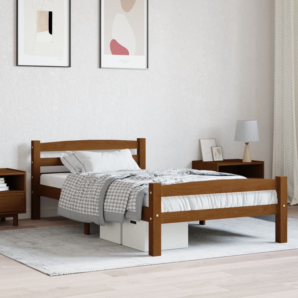 Bedframe massief grenenhout honingbruin 90x200 cm is nu te koop bij PeponiXL, paradijselijk wonen!