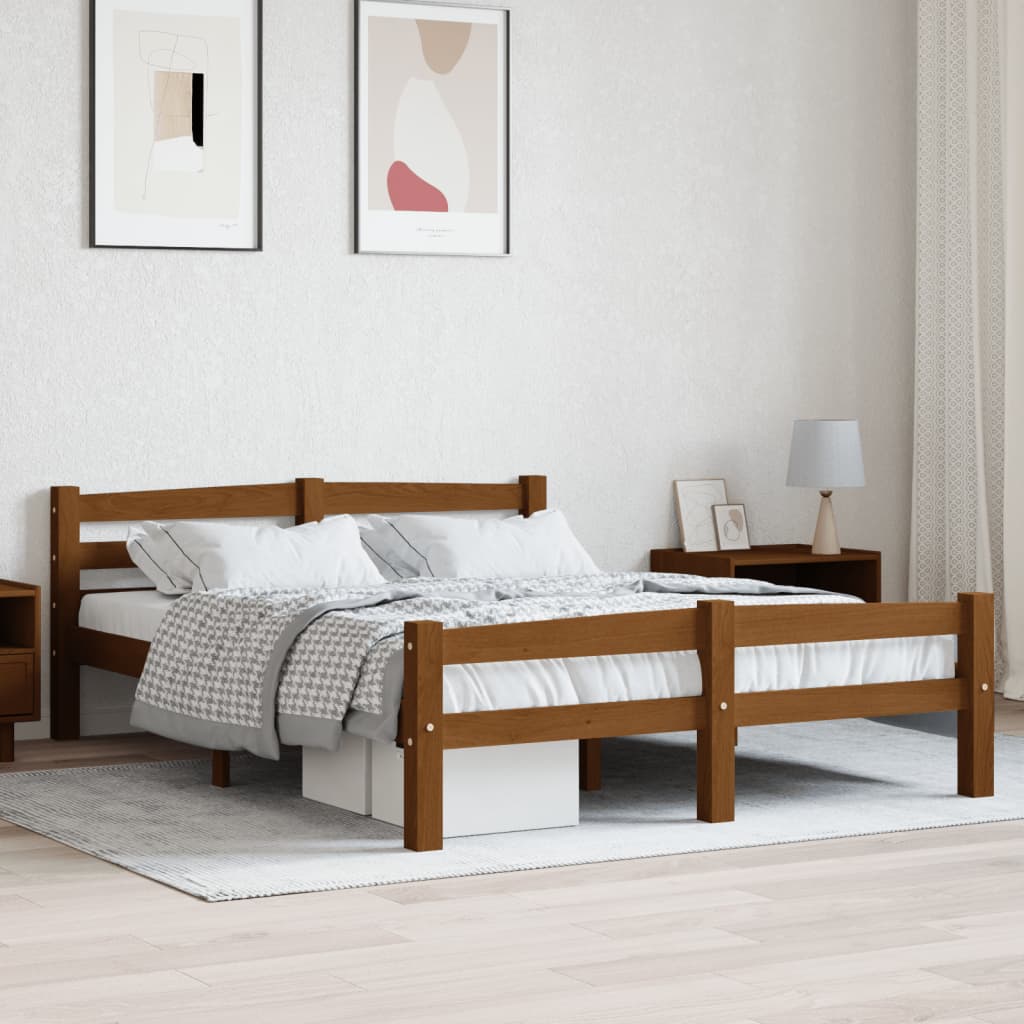 Bedframe massief grenenhout honingbruin 140x200 cm is nu te koop bij PeponiXL, paradijselijk wonen!