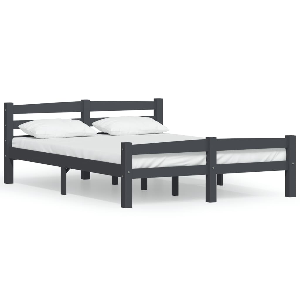 Bedframe massief grenenhout donkergrijs 120x200 cm is nu te koop bij PeponiXL, paradijselijk wonen!
