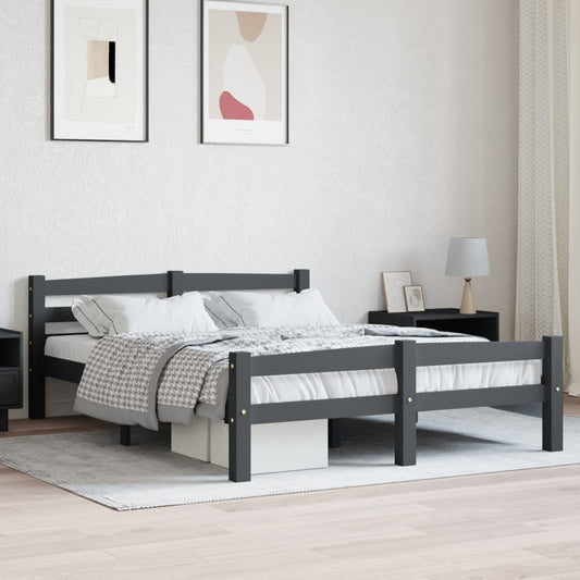 Bedframe massief grenenhout donkergrijs 120x200 cm is nu te koop bij PeponiXL, paradijselijk wonen!