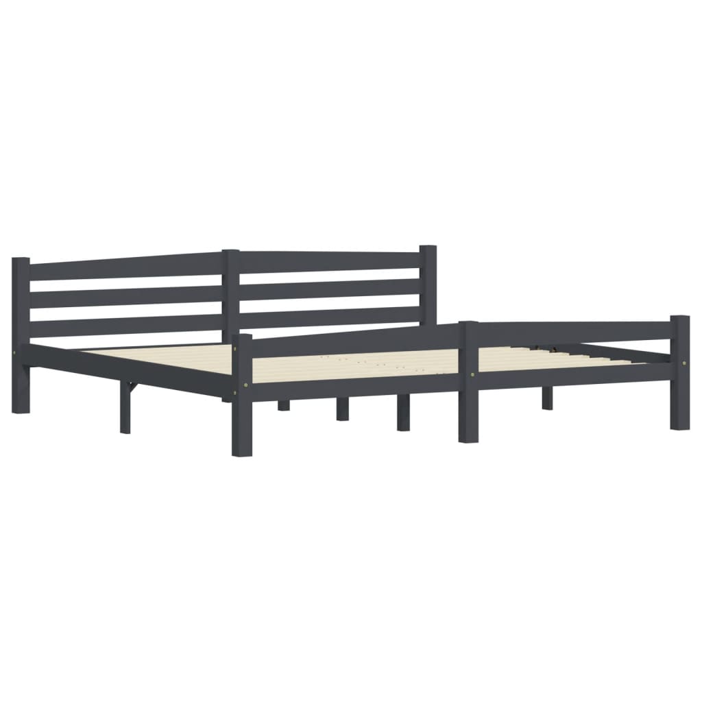 Bedframe massief grenenhout donkergrijs 200x200 cm is nu te koop bij PeponiXL, paradijselijk wonen!