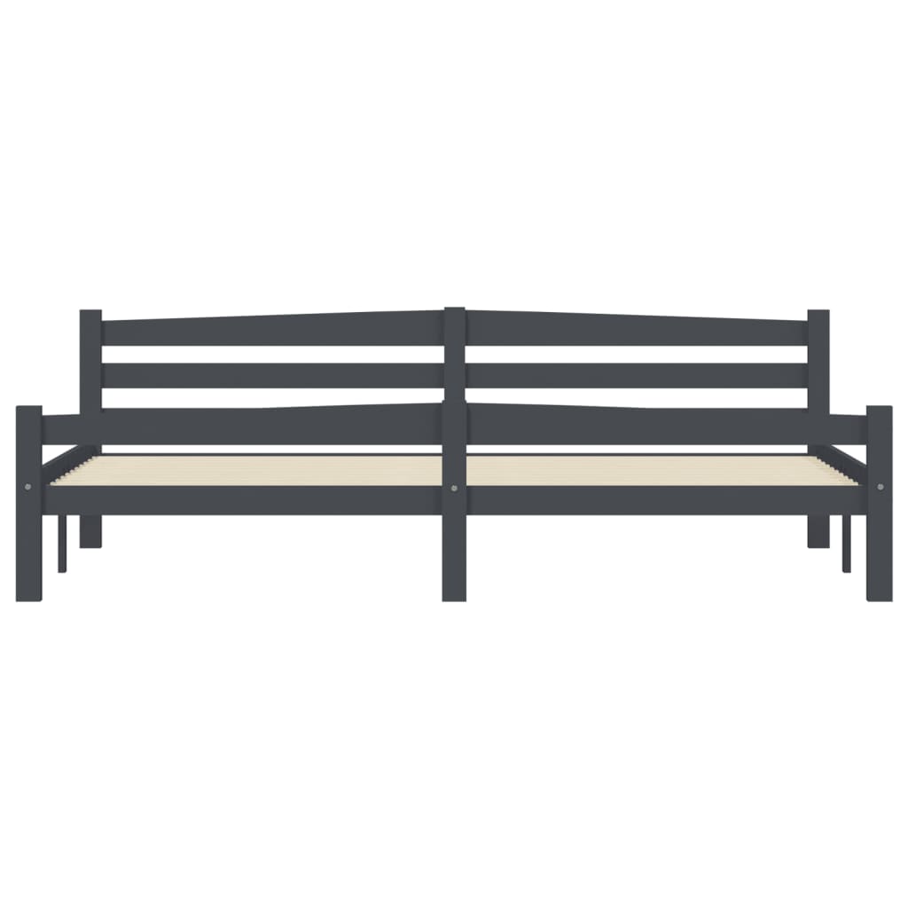 Bedframe massief grenenhout donkergrijs 200x200 cm is nu te koop bij PeponiXL, paradijselijk wonen!
