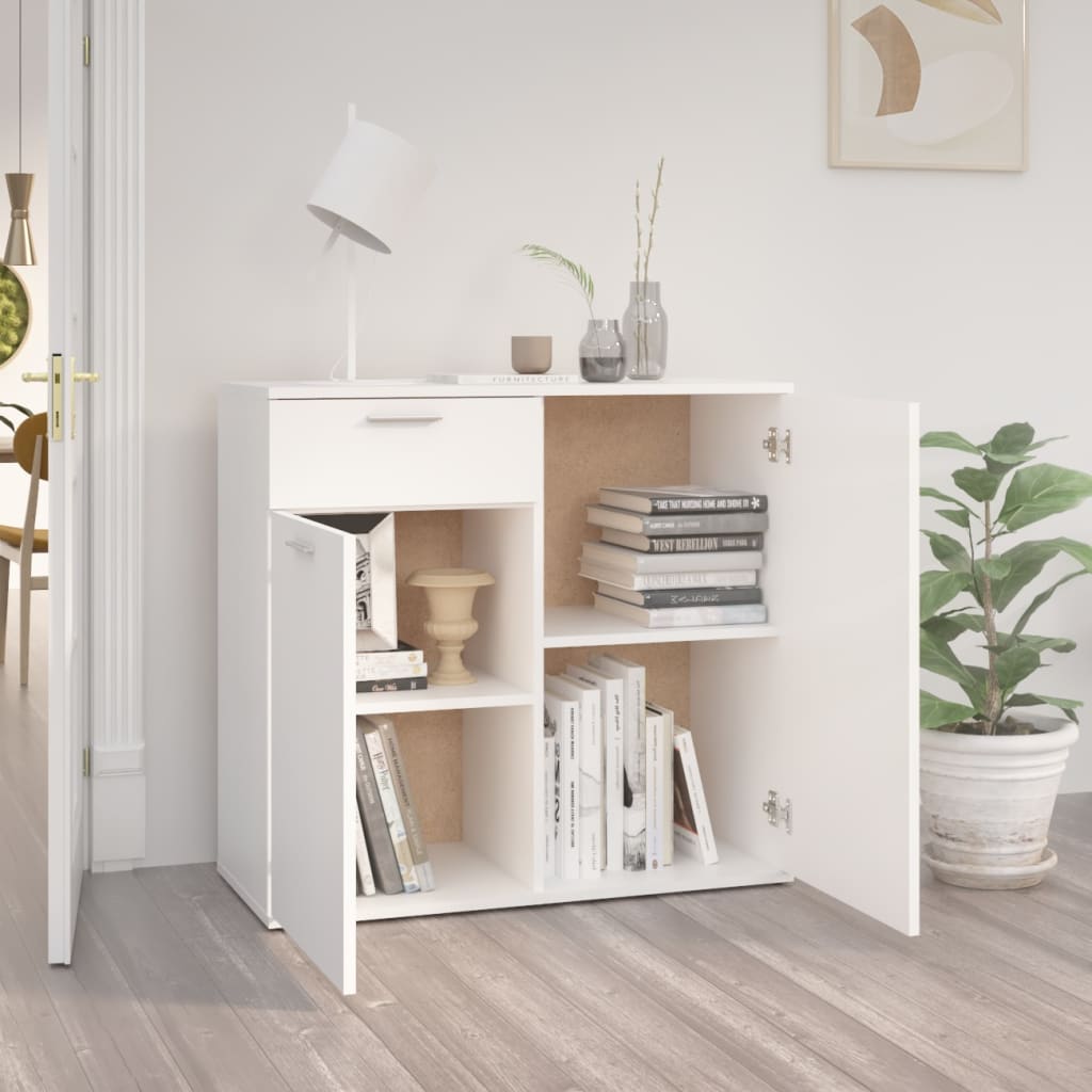Dressoir 80x36x75 cm bewerkt hout wit is nu te koop bij PeponiXL, paradijselijk wonen!
