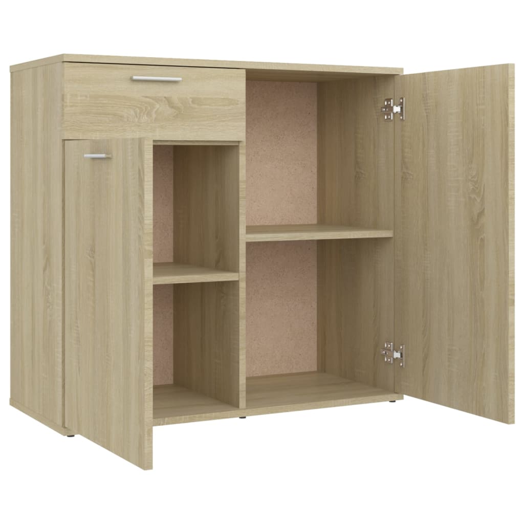 Dressoir 80x36x75 cm bewerkt hout sonoma eikenkleurig is nu te koop bij PeponiXL, paradijselijk wonen!