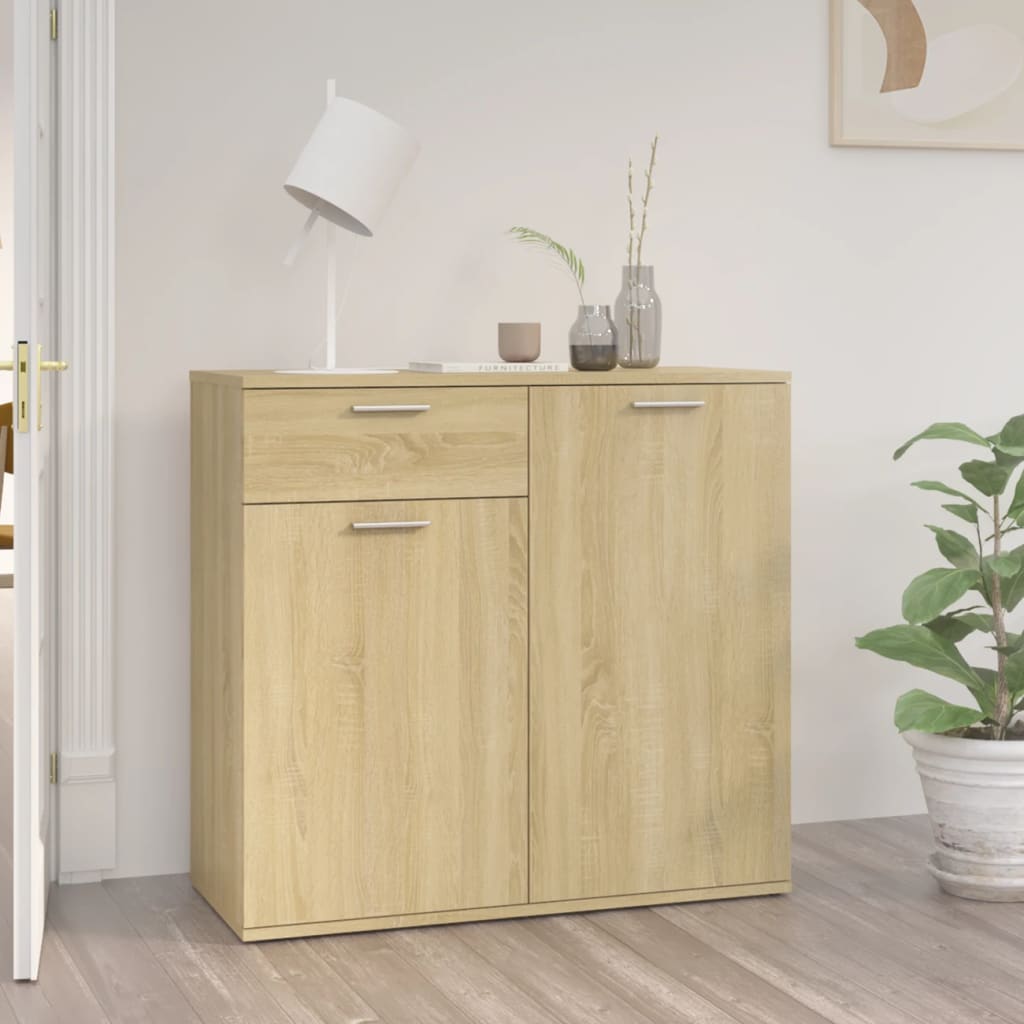 Dressoir 80x36x75 cm bewerkt hout sonoma eikenkleurig is nu te koop bij PeponiXL, paradijselijk wonen!