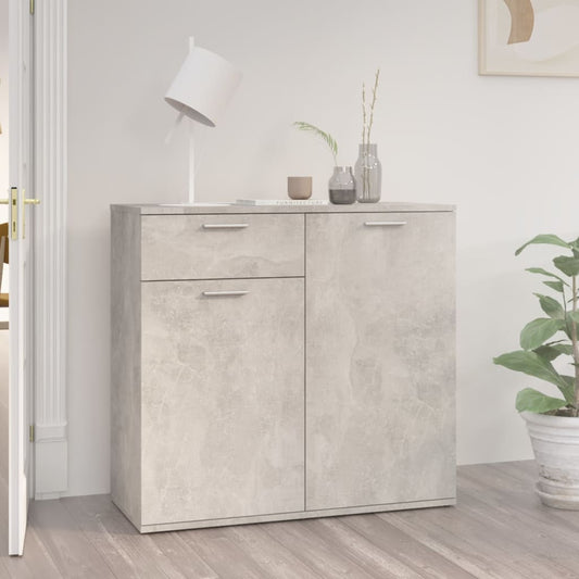 Dressoir 80x36x75 cm bewerkt hout betongrijs is nu te koop bij PeponiXL, paradijselijk wonen!