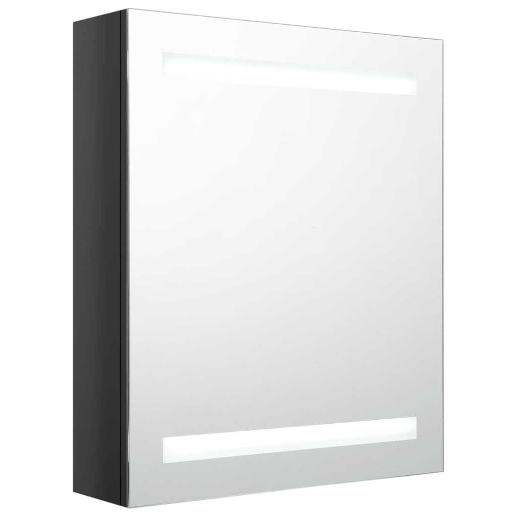 Badkamerkast met spiegel en LED 50x14x60 cm glanzend zwart is nu te koop bij PeponiXL, paradijselijk wonen!