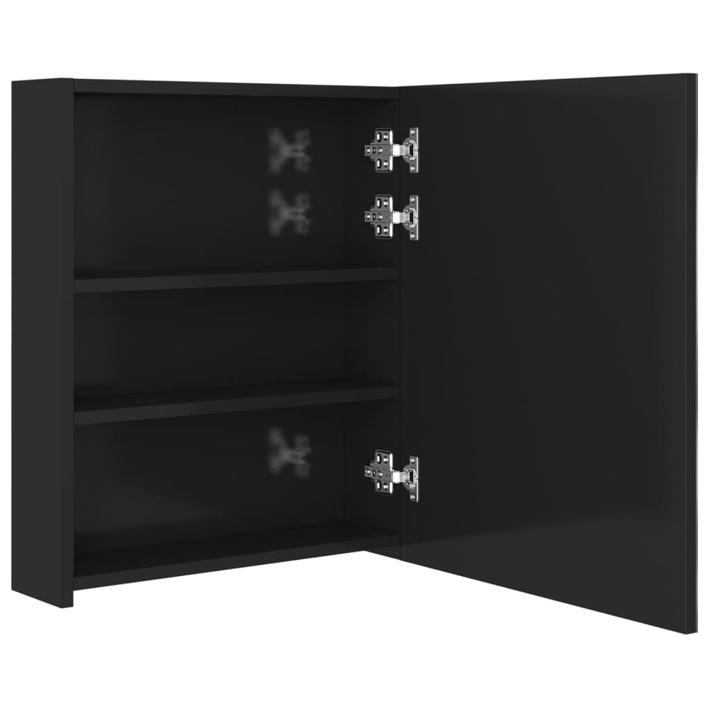Badkamerkast met spiegel en LED 50x14x60 cm glanzend zwart is nu te koop bij PeponiXL, paradijselijk wonen!