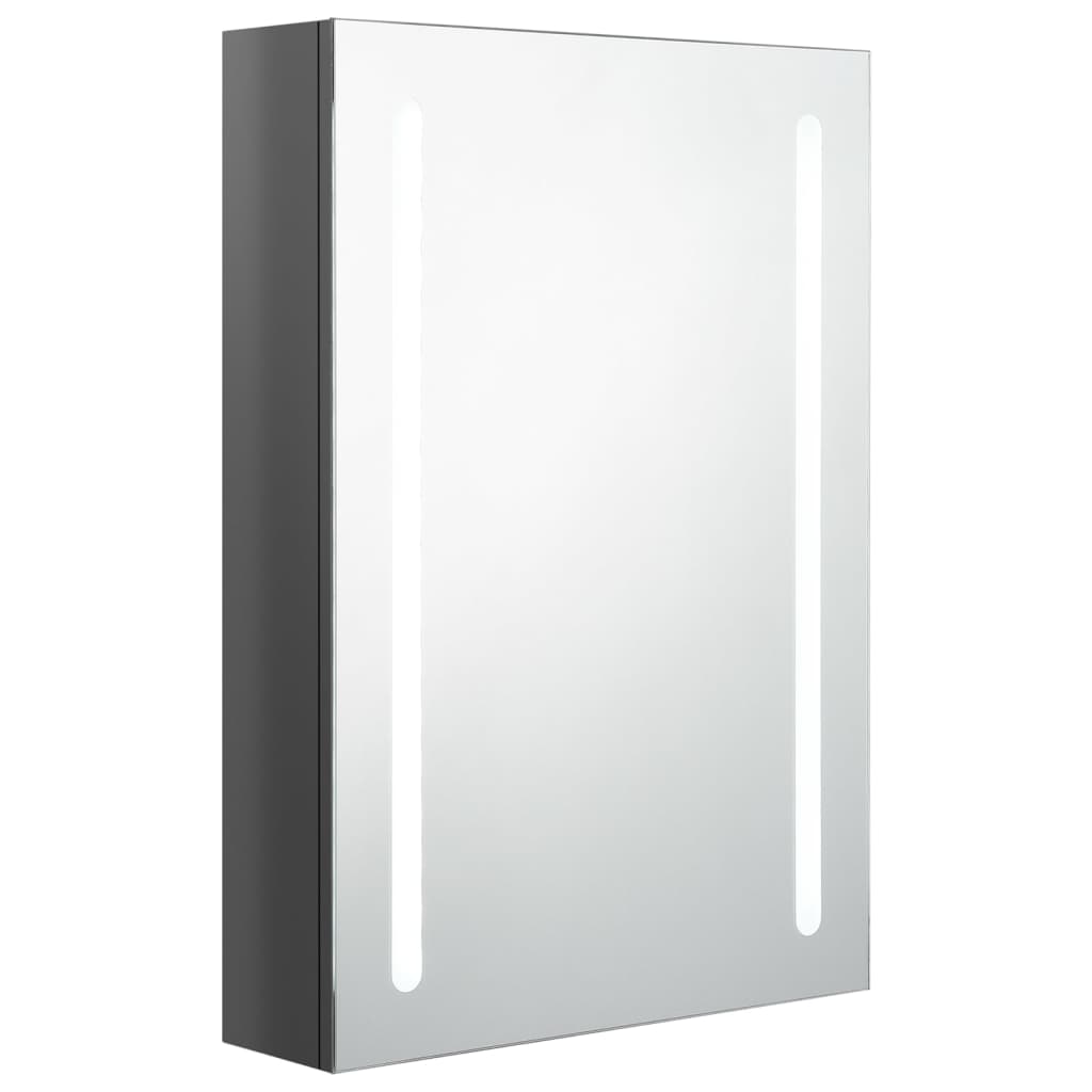 Badkamerkast met spiegel en LED 50x13x70 cm glanzend grijs is nu te koop bij PeponiXL, paradijselijk wonen!