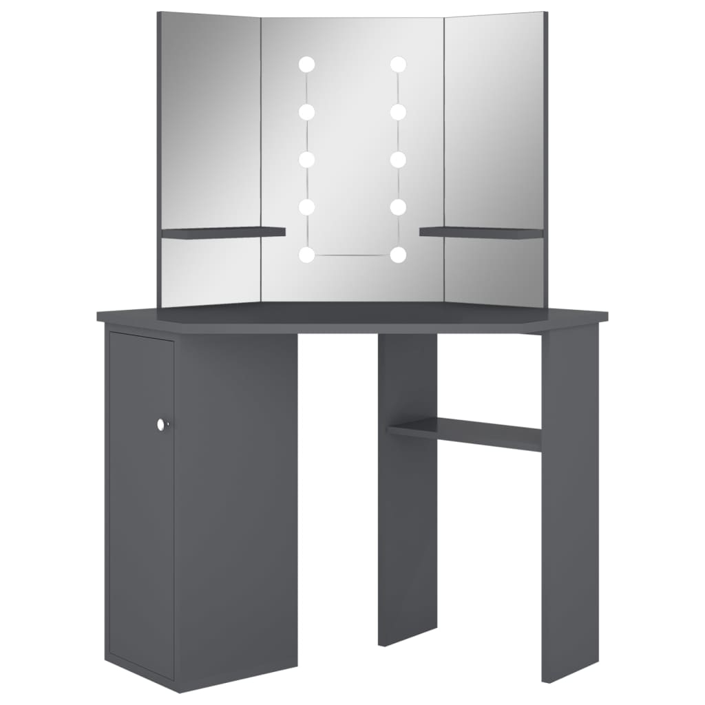 Hoekkaptafel met LED 111x54x141,5 cm grijs is nu te koop bij PeponiXL, paradijselijk wonen!