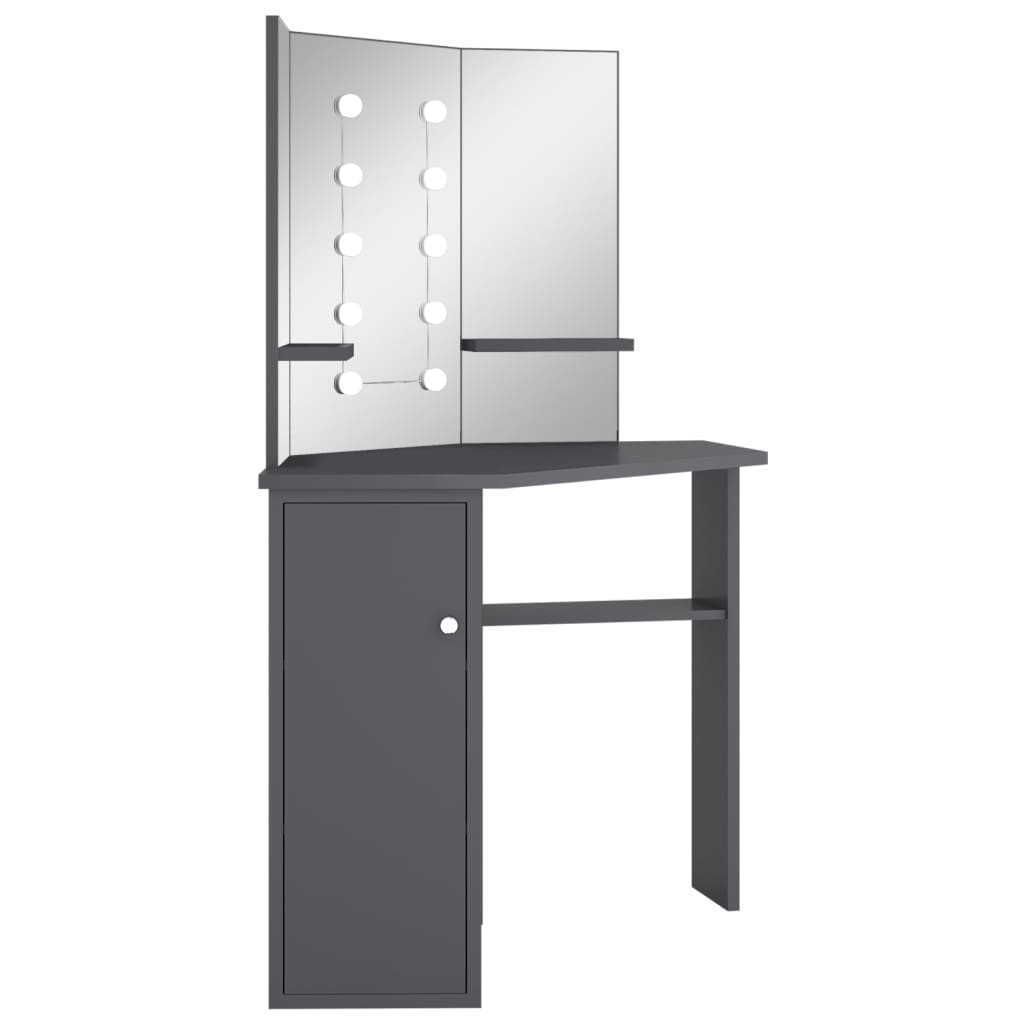 Hoekkaptafel met LED 111x54x141,5 cm grijs is nu te koop bij PeponiXL, paradijselijk wonen!