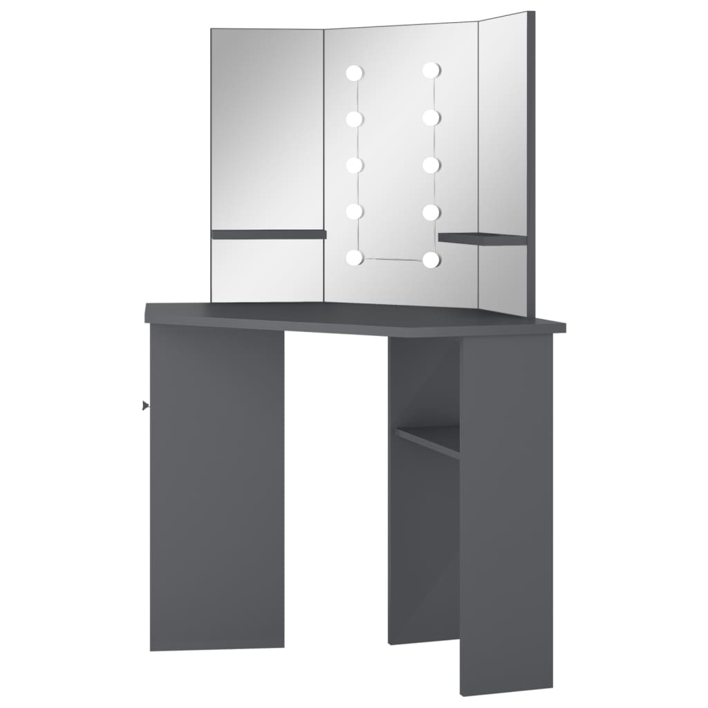 Hoekkaptafel met LED 111x54x141,5 cm grijs is nu te koop bij PeponiXL, paradijselijk wonen!