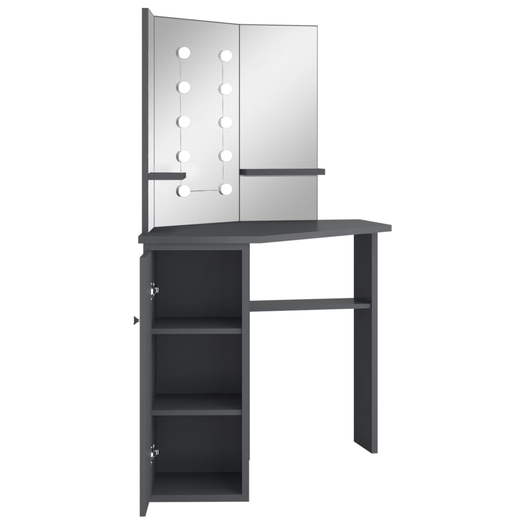 Hoekkaptafel met LED 111x54x141,5 cm grijs is nu te koop bij PeponiXL, paradijselijk wonen!