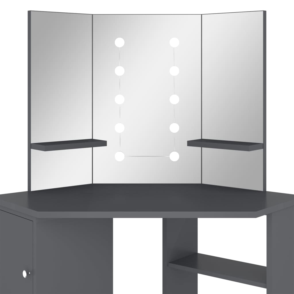 Hoekkaptafel met LED 111x54x141,5 cm grijs is nu te koop bij PeponiXL, paradijselijk wonen!
