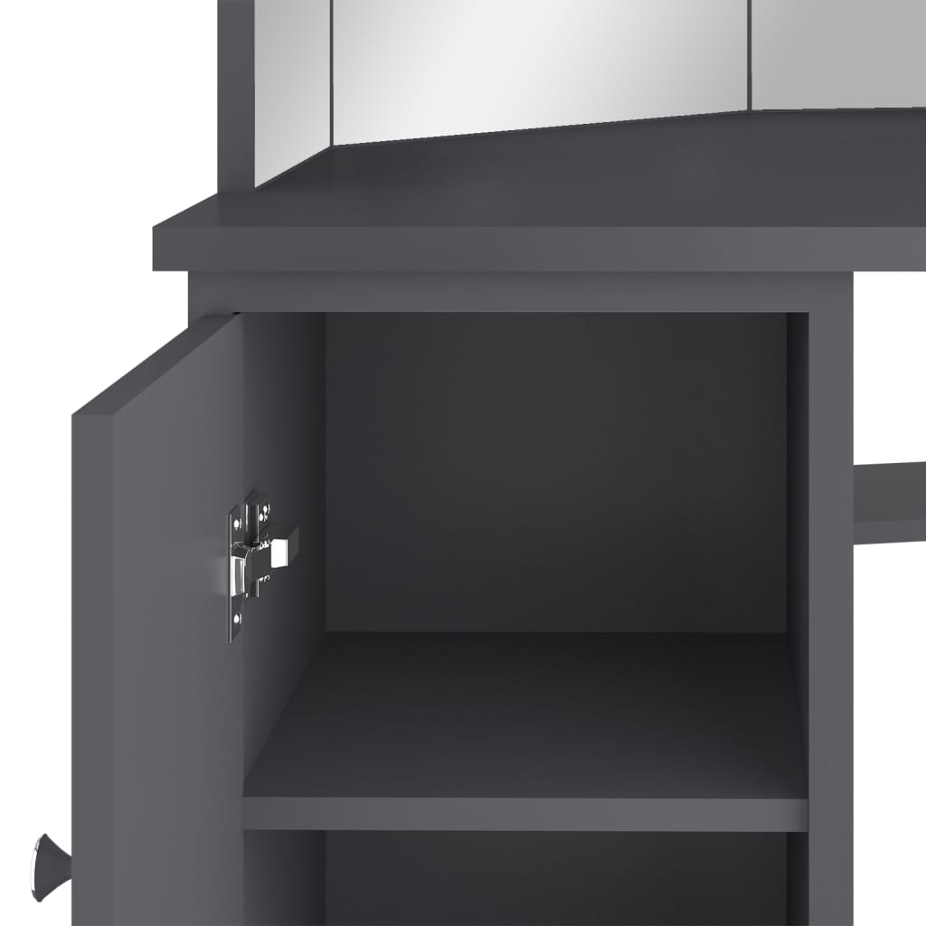 Hoekkaptafel met LED 111x54x141,5 cm grijs is nu te koop bij PeponiXL, paradijselijk wonen!