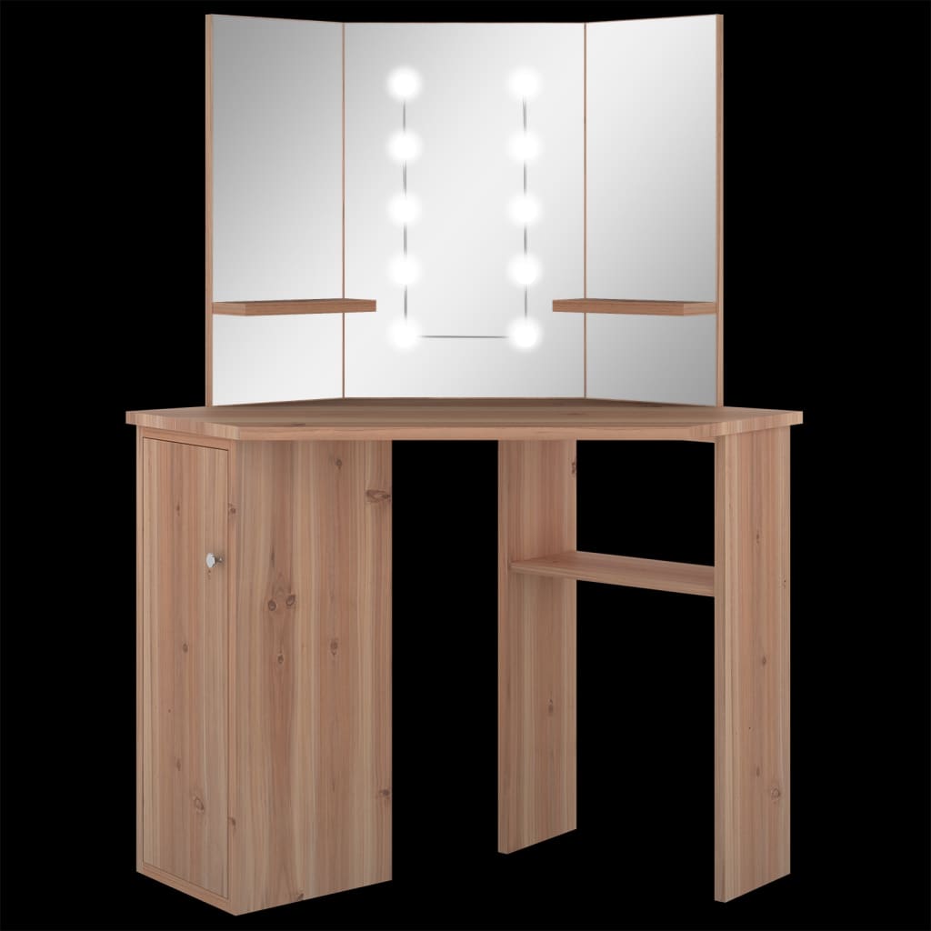 Hoekkaptafel met LED 111x54x141,5 cm eikenkleurig is nu te koop bij PeponiXL, paradijselijk wonen!