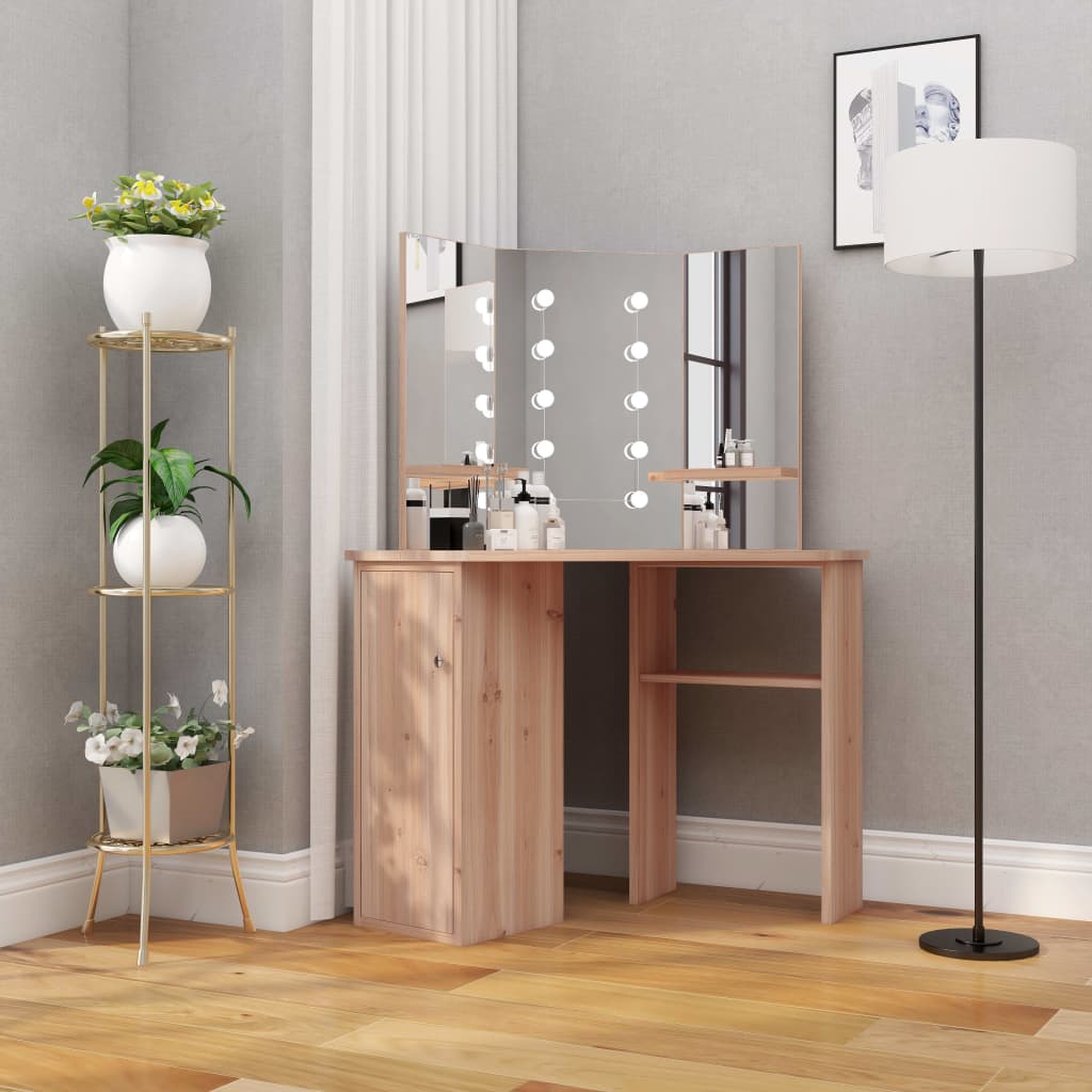 Hoekkaptafel met LED 111x54x141,5 cm eikenkleurig is nu te koop bij PeponiXL, paradijselijk wonen!