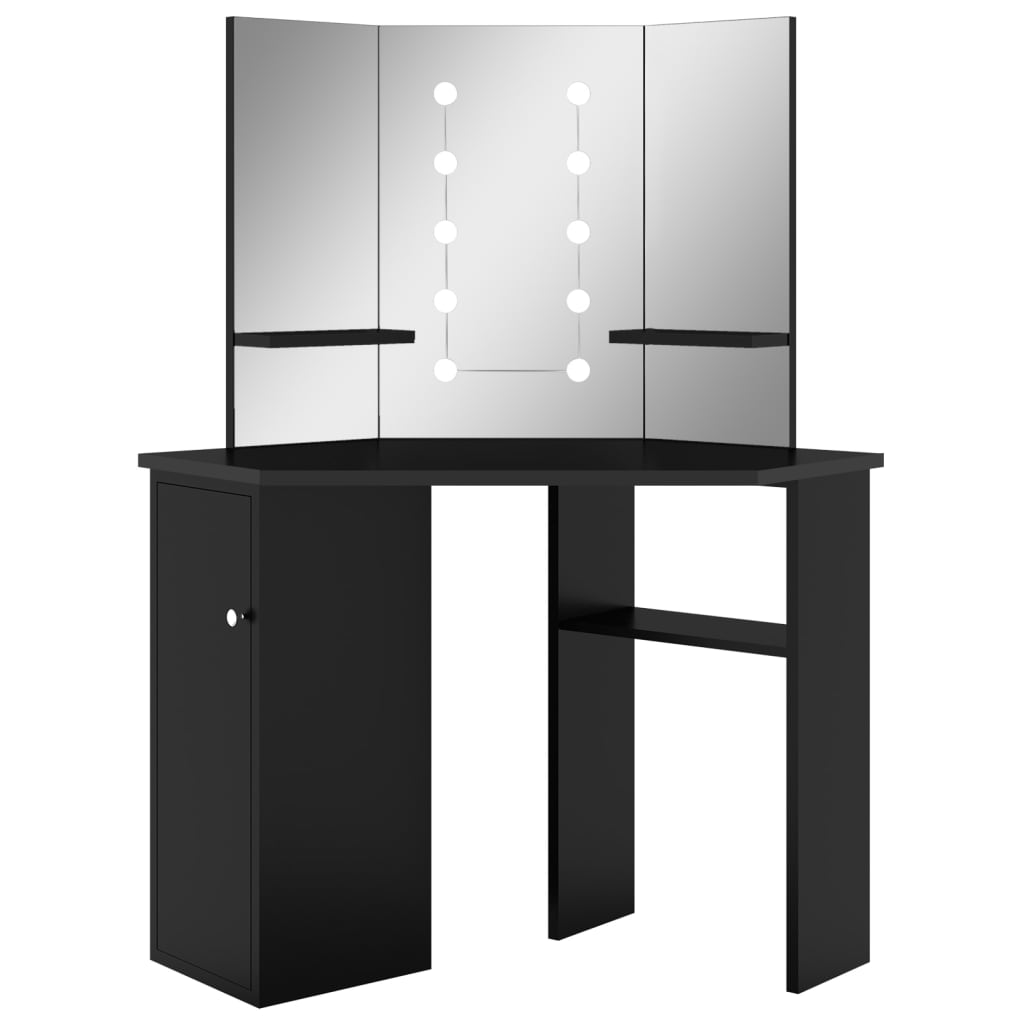 Hoekkaptafel met LED 111x54x141,5 cm zwart is nu te koop bij PeponiXL, paradijselijk wonen!