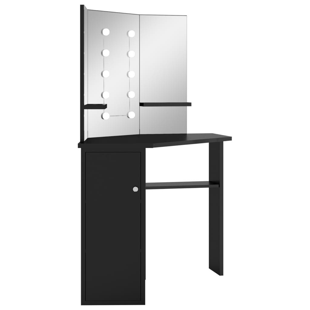 Hoekkaptafel met LED 111x54x141,5 cm zwart is nu te koop bij PeponiXL, paradijselijk wonen!