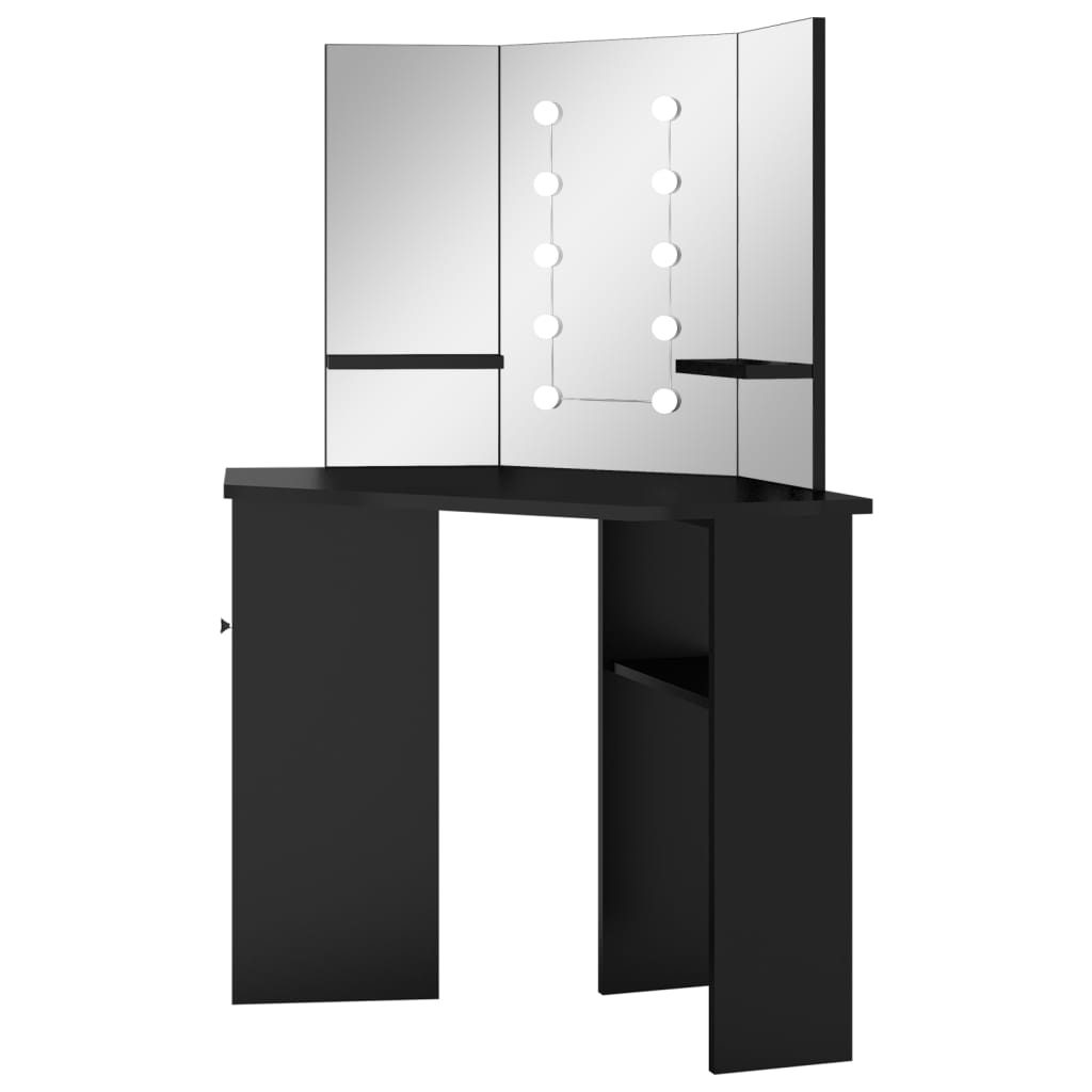 Hoekkaptafel met LED 111x54x141,5 cm zwart is nu te koop bij PeponiXL, paradijselijk wonen!