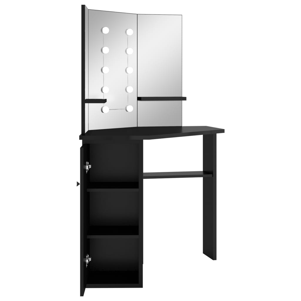 Hoekkaptafel met LED 111x54x141,5 cm zwart is nu te koop bij PeponiXL, paradijselijk wonen!